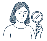 A woman holding a magnifying glass